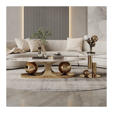Bàn Trà Hình Oval Đá Ý Hiện Đại Dễ Dọn Dẹp