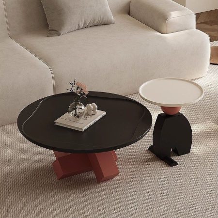 Bàn Trà Kim Loại Gỗ Tối Giản Di Động Cho Phòng Khách