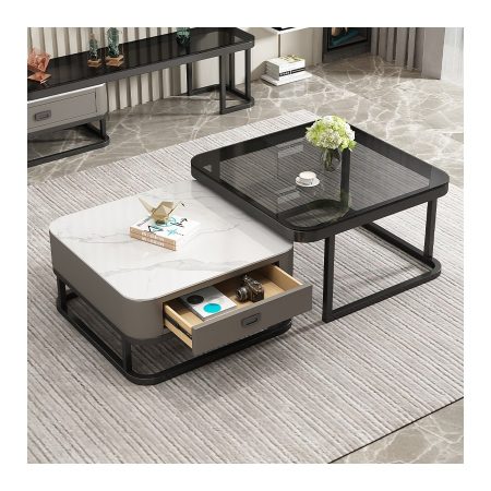 Bàn Trà Kim Loại Kính Cường Lực Đơn Giản Hiện Đại