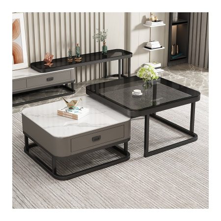 Bàn Trà Kim Loại Kính Cường Lực Đơn Giản Hiện Đại