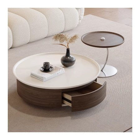Bàn Trà Kim Loại Mặt Đá Nhân Tạo Tối Giản Ý
