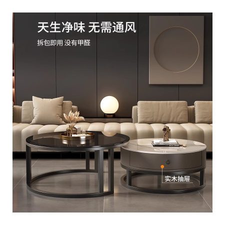 Bàn Trà Kim Loại Mặt Đá Tròn Hiện Đại Có Ngăn Kéo Bàn Trà Kim Loại Mặt Đá Tròn Hiện Đại Có Ngăn Kéo