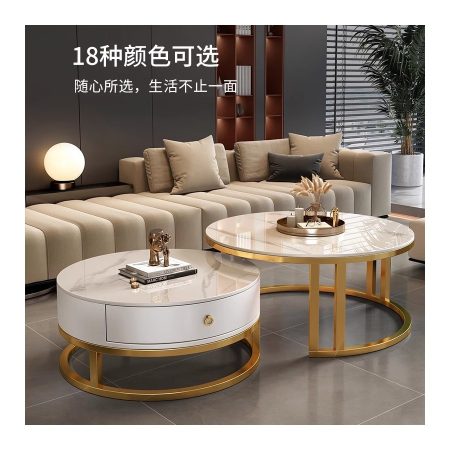 Bàn Trà Kim Loại Mặt Đá Tròn Hiện Đại Có Ngăn Kéo Bàn Trà Kim Loại Mặt Đá Tròn Hiện Đại Có Ngăn Kéo