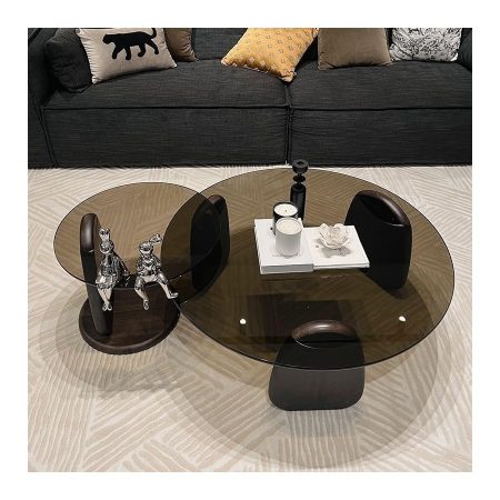 Bàn Trà Kính Cường Lực Khung Gỗ Thiết Kế Tối Giản