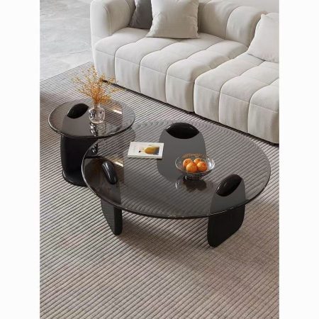 Bàn Trà Kính Cường Lực Khung Gỗ Thiết Kế Tối Giản