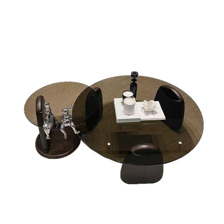 Bàn Trà Kính Cường Lực Khung Gỗ Thiết Kế Tối Giản