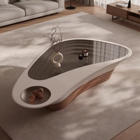 Bàn Trà Kính Gỗ Tối Giản Hiện Đại