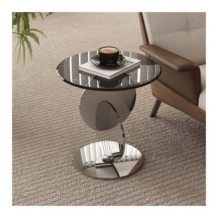 Bàn Trà Kính Inox Tối Giản Gấp Gọn Xoay Mở Rộng
