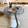 Bàn Trà Kính Tròn Hiện Đại Chân Inox Bóng Gương