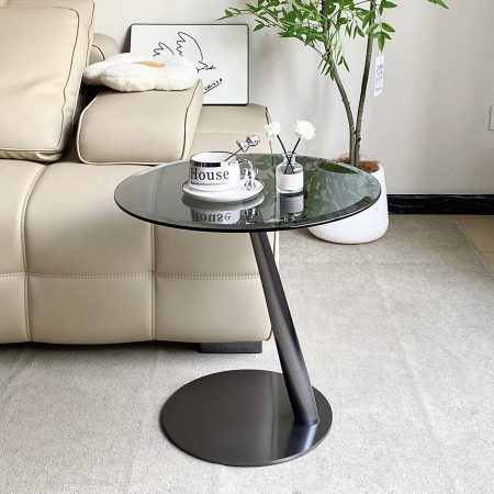 Bàn Trà Kính Tròn Hiện Đại Chân Inox Bóng Gương