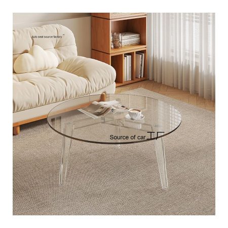 Bàn Trà Kính Tròn Hiện Đại Khung Nhựa Acrylic