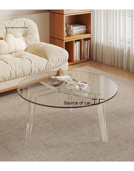 Bàn Trà Kính Tròn Hiện Đại Khung Nhựa Acrylic