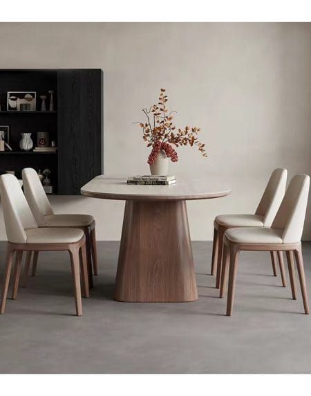 Bàn Trà Oval Gỗ Óc Chó Cao Cấp Đá Sintered Hiện Đại Bàn Trà Oval Gỗ Óc Chó Cao Cấp Đá Sintered Hiện Đại