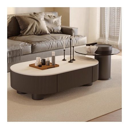 Bàn Trà Oval Gỗ Tự Nhiên Sang Trọng Thiết Kế Hiện Đại