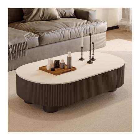Bàn Trà Oval Gỗ Tự Nhiên Sang Trọng Thiết Kế Hiện Đại