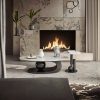 Bàn Trà Oval Nhỏ Gọn Gỗ Kim Loại Hiện Đại