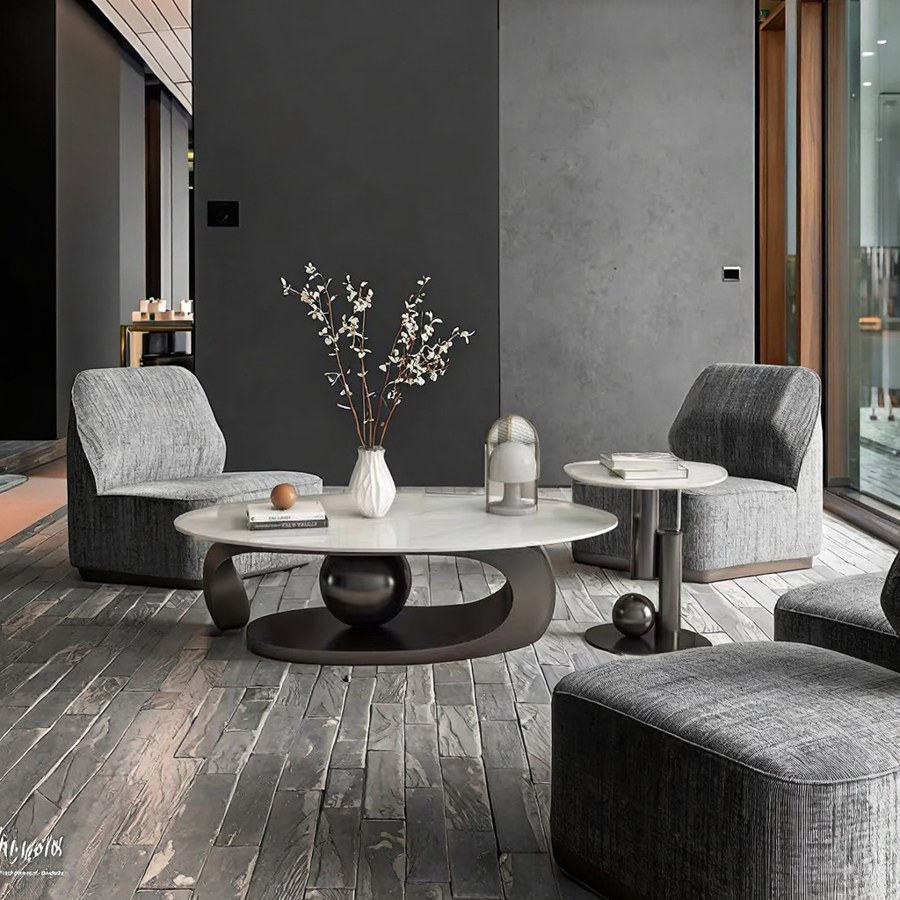 Bàn Trà Oval Nhỏ Gọn Gỗ Kim Loại Hiện Đại Bàn Trà Oval Nhỏ Gọn Gỗ Kim Loại Hiện Đại