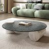 Bàn Trà Tối Giản Đá Marble Khung Kính Chịu Lực Họa Tiết Gợn Sóng