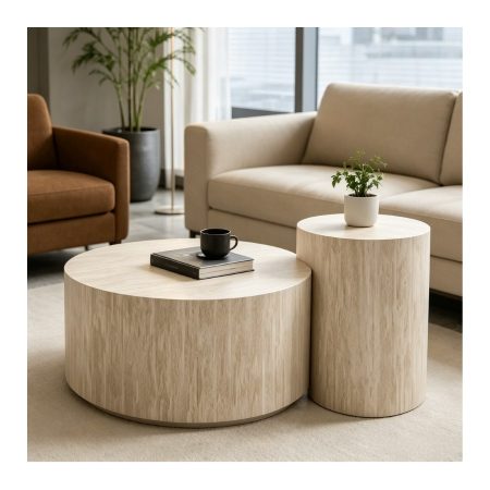 Bàn Trà Tròn Hiện Đại Gỗ Tự Nhiên Đẹp Mắt