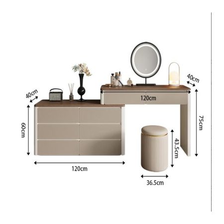Bàn Trang Điểm Đa Năng Gỗ Công Nghiệp MDF Có Đèn