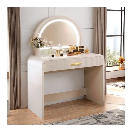 Bàn Trang Điểm Đơn Giản Gỗ Tự Nhiên Có Đèn LED