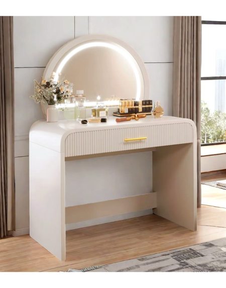 Bàn Trang Điểm Đơn Giản Gỗ Tự Nhiên Có Đèn LED