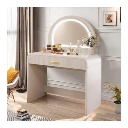 Bàn Trang Điểm Đơn Giản Gỗ Tự Nhiên Có Đèn LED