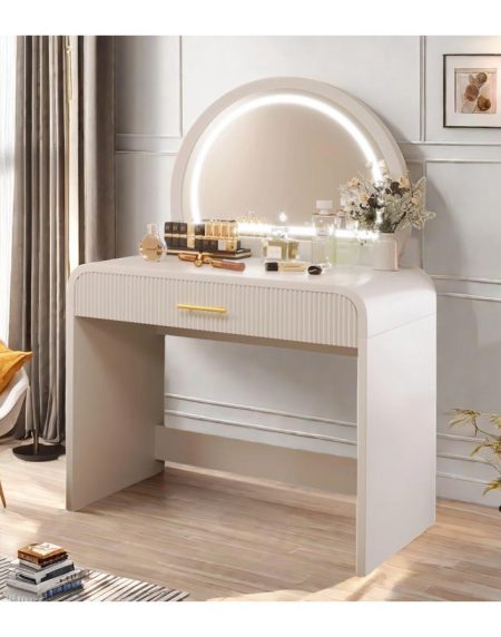 Bàn Trang Điểm Đơn Giản Gỗ Tự Nhiên Có Đèn LED