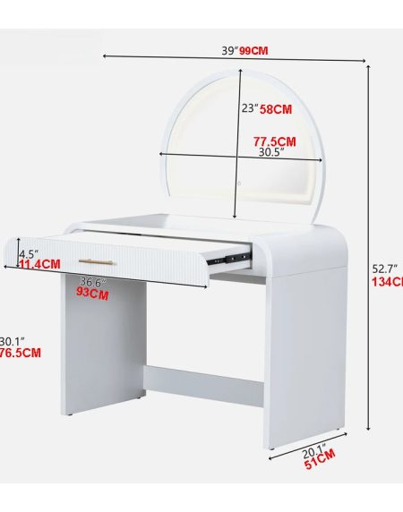 Bàn Trang Điểm Đơn Giản Gỗ Tự Nhiên Có Đèn LED