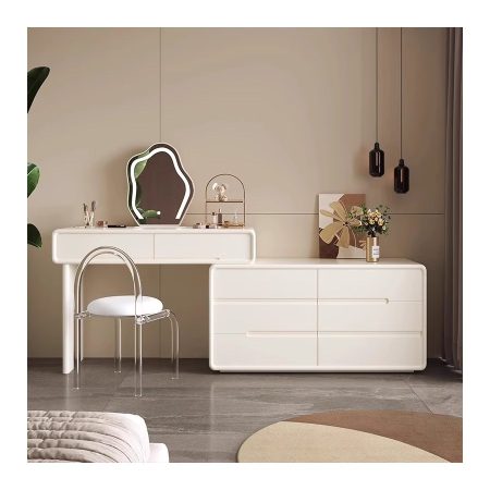 Bàn Trang Điểm Gỗ Công Nghiệp 8 Ngăn Đứng Màu Trắng