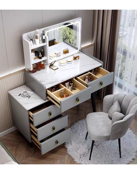 Bàn Trang Điểm Gỗ Công Nghiệp Hiện Đại Có Gương Chiếu Sáng
