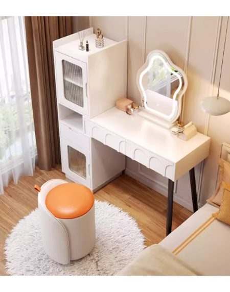 Bàn Trang Điểm Gỗ Công Nghiệp Hiện Đại Có Gương LED