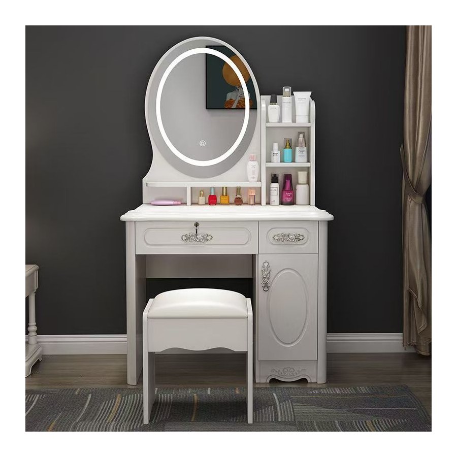 Bàn Trang Điểm Gỗ MDF 5 Ngăn Hiện Đại Có Đèn Bàn Trang Điểm Gỗ MDF 5 Ngăn Hiện Đại Có Đèn