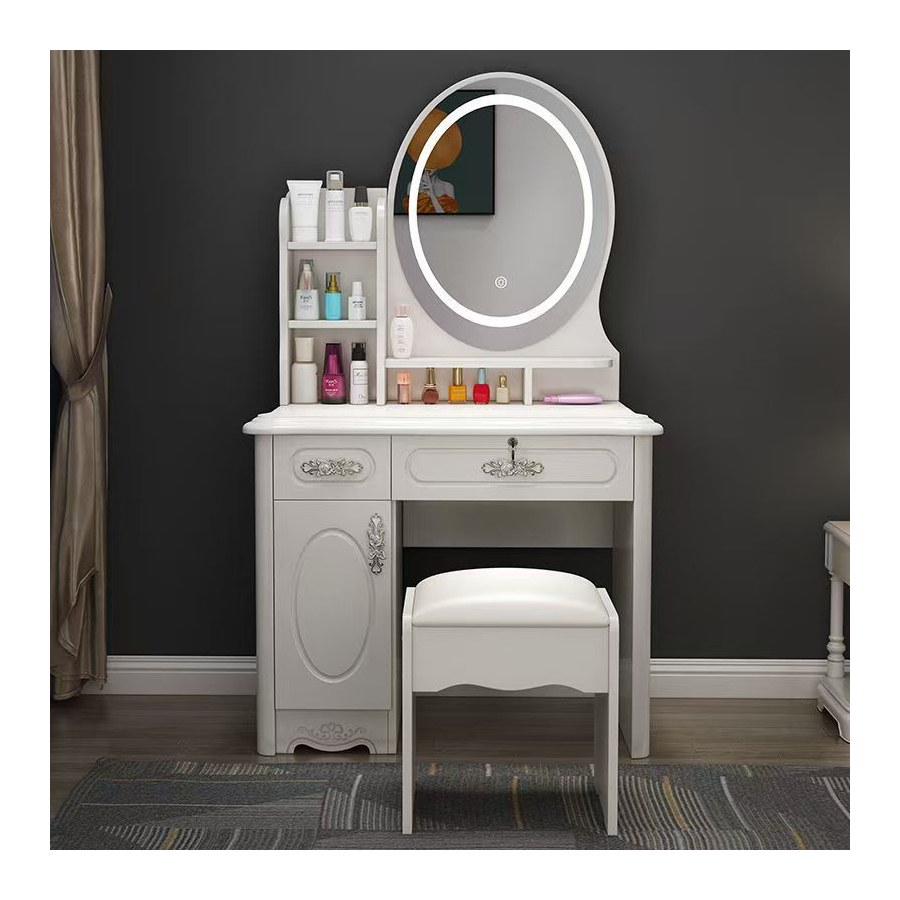 Bàn Trang Điểm Gỗ MDF 5 Ngăn Hiện Đại Có Đèn Bàn Trang Điểm Gỗ MDF 5 Ngăn Hiện Đại Có Đèn