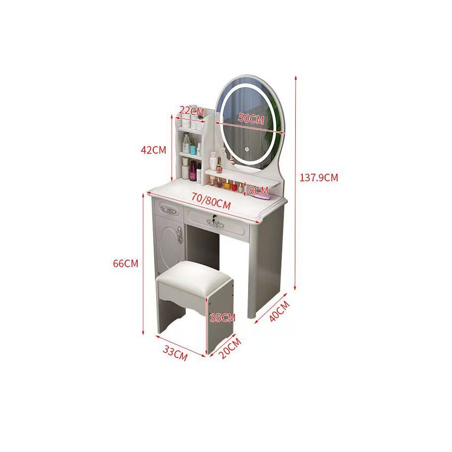 Bàn Trang Điểm Gỗ MDF 5 Ngăn Hiện Đại Có Đèn Bàn Trang Điểm Gỗ MDF 5 Ngăn Hiện Đại Có Đèn