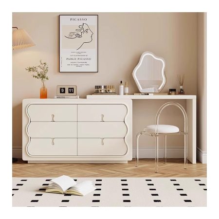 Bàn Trang Điểm Gỗ MDF Cổ Điển Bắc Âu Có Gương