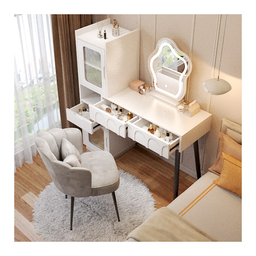 Bàn Trang Điểm Gỗ MDF Hiện Đại Có Gương Led Bàn Trang Điểm Gỗ MDF Hiện Đại Có Gương Led