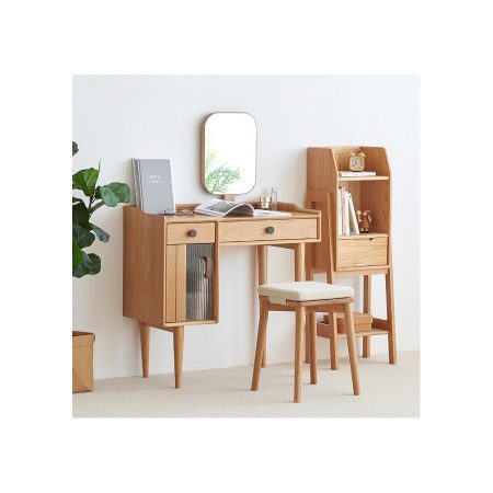 Bàn Trang Điểm Gỗ Sồi Bắc Âu Có Gương Và Ngăn Kéo