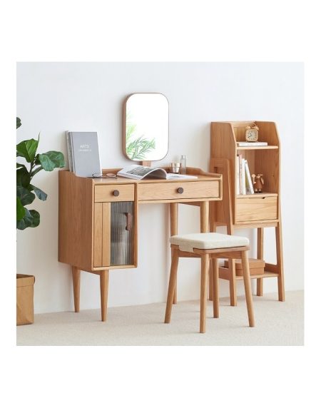 Bàn Trang Điểm Gỗ Sồi Bắc Âu Có Gương Và Ngăn Kéo