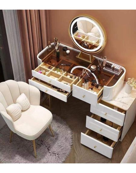 Bàn Trang Điểm Gỗ Sồi Hiện Đại Có Gương Đèn LED Bàn Trang Điểm Gỗ Sồi Hiện Đại Có Gương Đèn LED