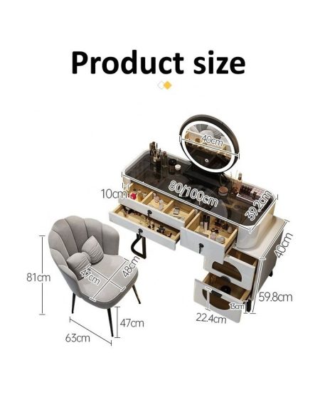 Bàn Trang Điểm Gỗ Sồi Hiện Đại Có Gương Đèn LED Bàn Trang Điểm Gỗ Sồi Hiện Đại Có Gương Đèn LED
