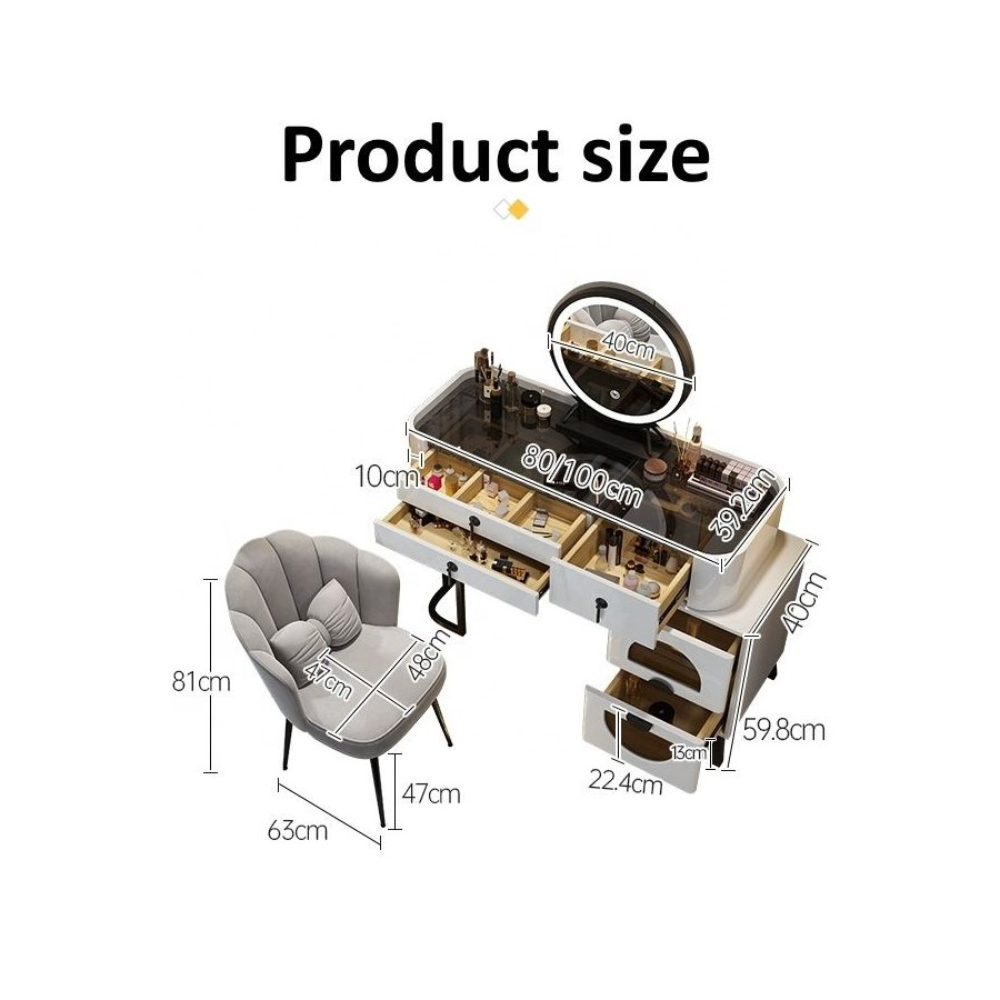 Bàn Trang Điểm Gỗ Sồi Hiện Đại Có Gương Đèn LED Bàn Trang Điểm Gỗ Sồi Hiện Đại Có Gương Đèn LED
