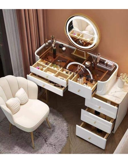 Bàn Trang Điểm Gỗ Thông Hiện Đại Có Gương Đèn Bàn Trang Điểm Gỗ Thông Hiện Đại Có Gương Đèn