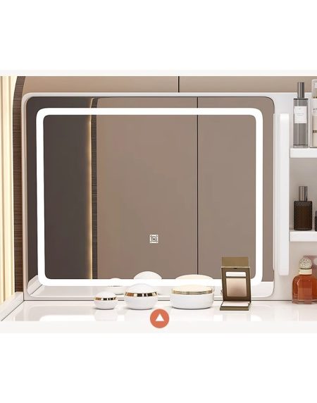Bàn Trang Điểm Gỗ Thông Hiện Đại Có Gương Đèn LED