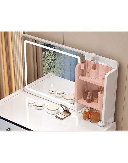 Bàn Trang Điểm Gỗ Thông Hiện Đại Có Gương Đèn LED