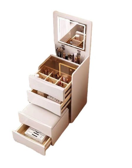 Bàn Trang Điểm Gỗ Thông Hiện Đại Có Gương Và Đèn