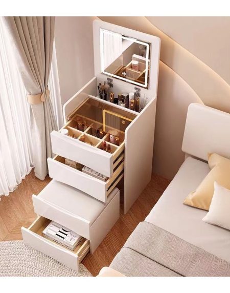 Bàn Trang Điểm Gỗ Thông Hiện Đại Có Gương Và Đèn Bàn Trang Điểm Gỗ Thông Hiện Đại Có Gương Và Đèn