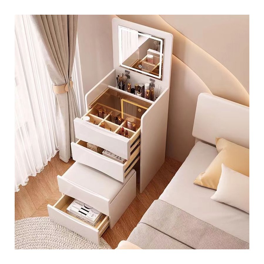 Bàn Trang Điểm Gỗ Thông Hiện Đại Có Gương Và Đèn Bàn Trang Điểm Gỗ Thông Hiện Đại Có Gương Và Đèn