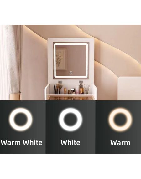 Bàn Trang Điểm Gỗ Thông Hiện Đại Có Gương Và Đèn Bàn Trang Điểm Gỗ Thông Hiện Đại Có Gương Và Đèn