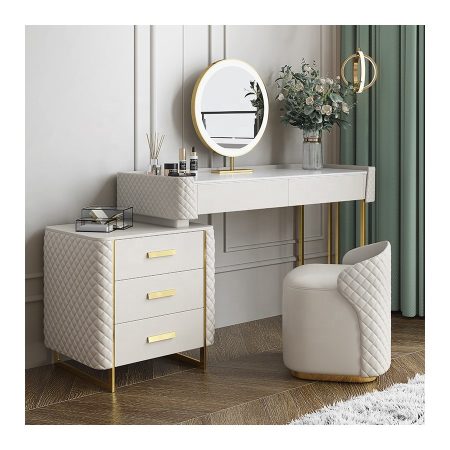Bàn Trang Điểm Gỗ Tự Nhiên Cao Cấp Có Gương Đèn LED